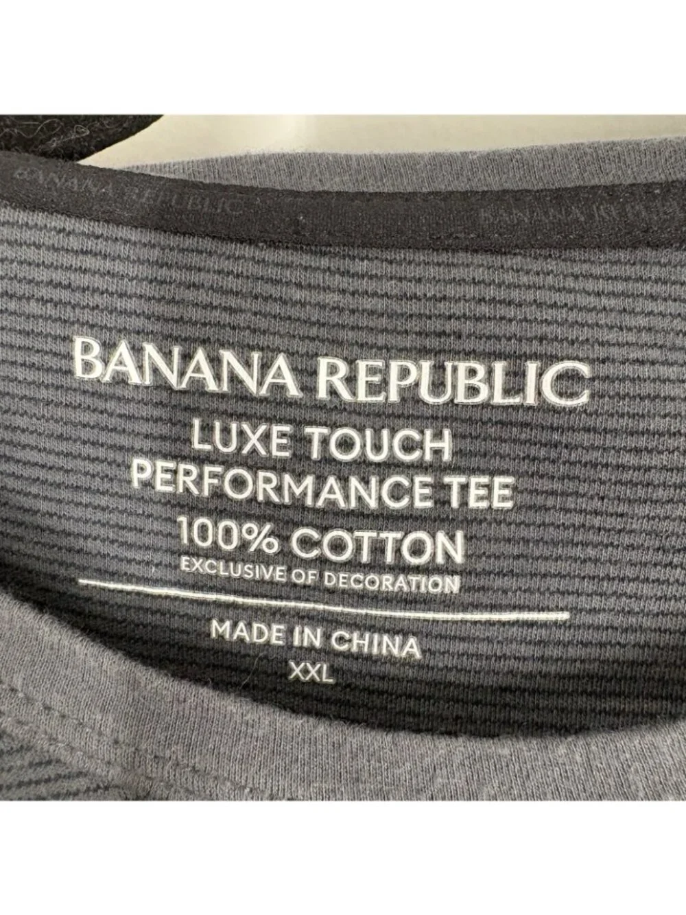 Banana Republic Men XXL Gray Striped Short Sleeve Luxe Touch Performance Tee